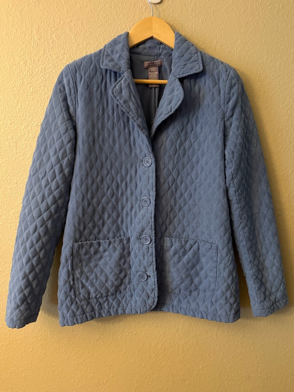 Laura Scott Quilted Jacket Blue Lightweight Barn Coat Cottagecore Casual